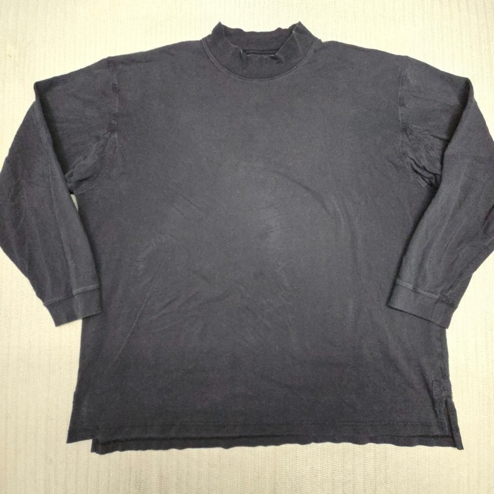 Duluth Trading Co Shirt Mens 3XL Black Longtail T Mock Neck Long Sleeve Tee